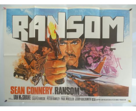 RANSOM (1975) - UK Quad Film Poster - TOM CHANTRELL artwork featuring SEAN CONNERY - 30" x 40" (76 x 101.5 cm) - Folded (as i