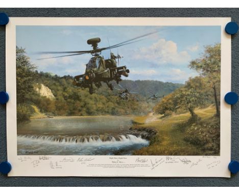 RIGHT HERE, RIGHT NOW by Philip E. West (2002) - Artist Proof #15/25 - Signed by the Artist &amp; 11 x Apache helicopter Crew