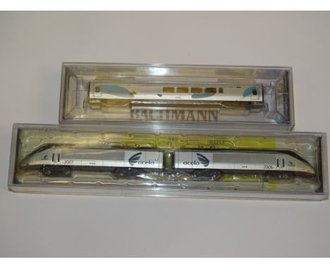 A BACHMANN SPECTRUM N GAUGE AMERICAN OUTLINE 3-CAR ACELA EXPRESS HST COMPRISING POWERED CAFÉ CAR and 2 DRIVING UNITS all DCC 