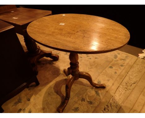 Georgian folding top occasional table with single central turned pillar and tripod base