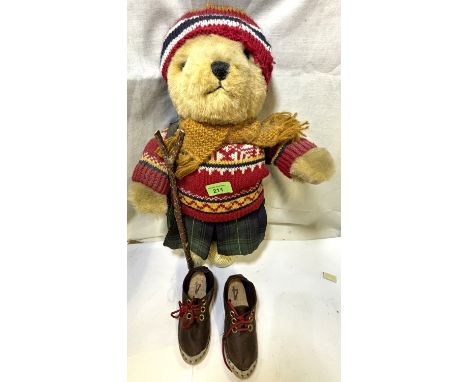 Dean's Rag Book UK Lakeland bear female hiker in kilt and knitted jumper with boots