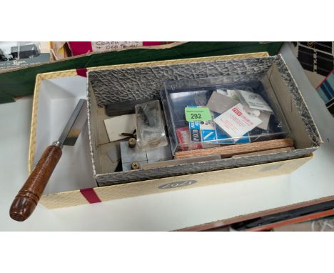 A selection of model makers tools, a mounted Royal Sovereign Age of Steam train and accessories and other model railway acces