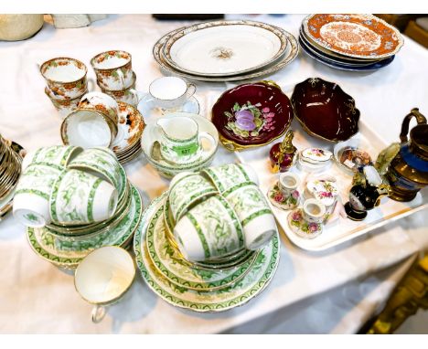 An early 20th century Foley green tea service and other china