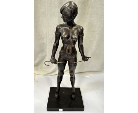 After Bruno Zach, 'Whip girl' composition bronze effect sculpture of a female dominatrix with whip, height 53.5cm