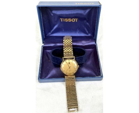 A mid-20th century gents manual wind Tissot 'Stylist' gents wrist watch on silver tone expandable bracelet, Swiss movement wi