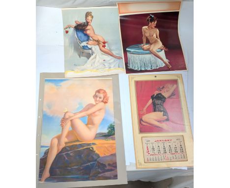 A 1955 Marilyn Monroe calendar, another with revealing -plastic dress cover other mid century glamour shots