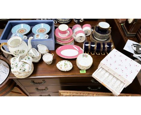 A part Aynsley pink and gilt Senator park tea service, other similar teaware