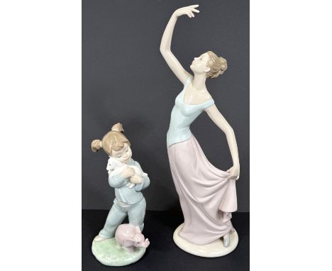 2 Nao figures - Ballerina 1204; Girl with an elephant 1129 (both boxed)