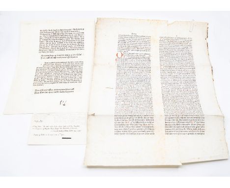 Caxton, William. Single leaf from Disticha de moribus [attributed to Dionysius Cato], in English, c.1484, printed on both sid