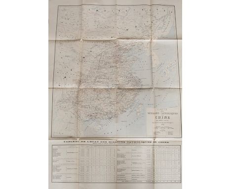 Scarce map showing Catholic Missions in China, 1890. Carte des Missions Catholiques en Chine, by Adrien Launay, Paris: R.Haus