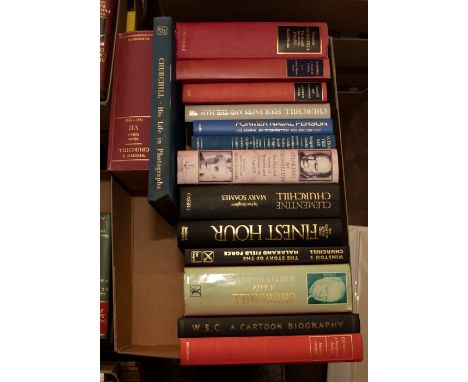 Churchill, Winston. Collection of books by Churchill, together with biographies of Churchill, not first editions, many lackin