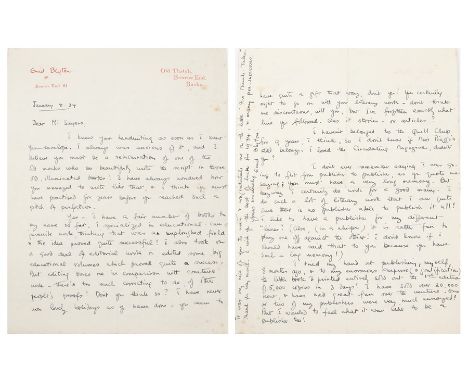 Blyton, Enid (1897-1968). Collection of autograph letters and cards to Mannington Sayers, author, capturing Blyton's first ta