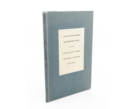 [Robins, Benjamin]. Observations on the Present Convention with Spain, London: T. Cooper, 1739. Octavo, pages misnumbered but