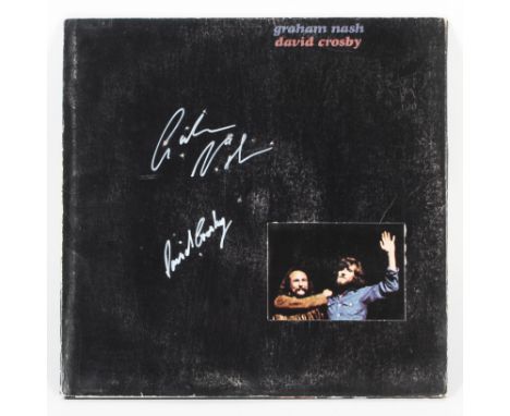 A signed Graham Nash and David Crosby LP, Atlantic Records, 1972, signed by both to the front cover in white pen