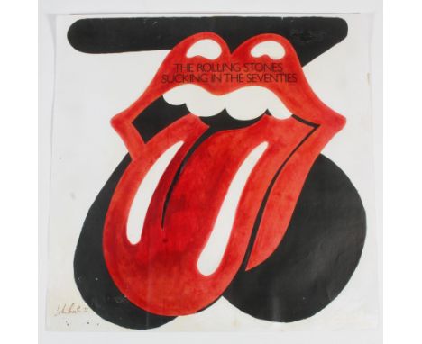 A proof poster of the Rolling Stones Sucking in the Seventies, after John Pasche, 1971, stamped 'Proof Copy to Archive' in bl