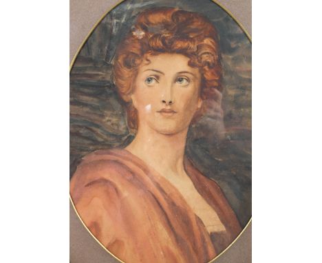 20th century, British School, Portrait of Lady, watercolour, perhaps the Duchess of Sunderland, oval framed, 38 cm long exc. 
