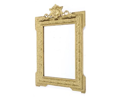 A 19th century Regence style giltwood mirror frame, with shell cresting, the cushion-shaped frame with cartouche shaped ornam