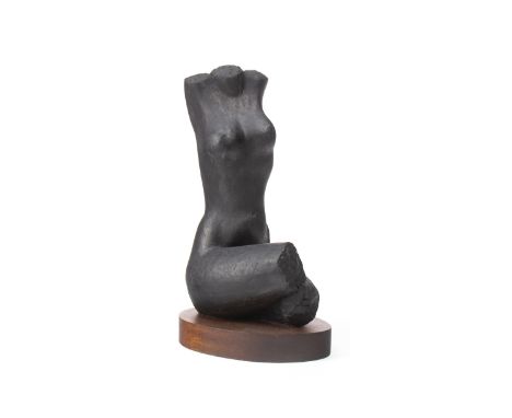 DR ALASTAIR R ROSS RSA FRBS HFRIAS DArts RGI (SCOTTISH b 1941 - ), SEATED TORSO ceramic sculpture on wooden plynth, signed ap