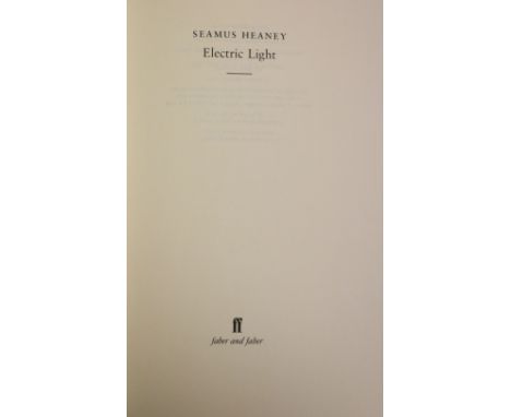 Signed Limited Edition

Heaney (Seamus) Electric Light, 8vo L. (Faber &amp; Faber) 2001, Signed Ltd. Edn., No. 132 (300) copi