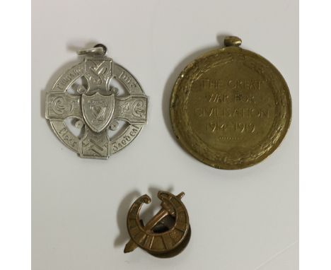 Medals: Sport (GAA) &amp; War: A silver Celtic Cross shaped and pierced Medal, the obverse inscribed 'Cumann Luith Cleas Gaed