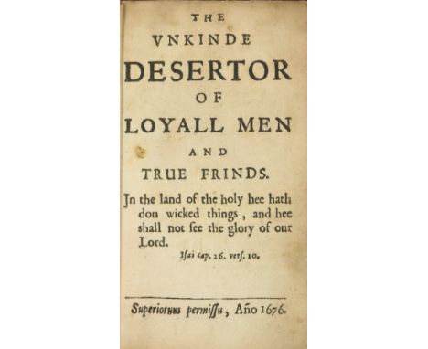 In Original Vellum Binding

[French (V. Rev.Dr. Nicholas, Bp of Ferns)] The Unkinde Desertor of Loyall Men and True Frinds, 1