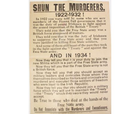 Do Not Associate with the Murderers and Executioners
Broadside:  Shun the Murderers 1922-1932 - Be True to those who died at 