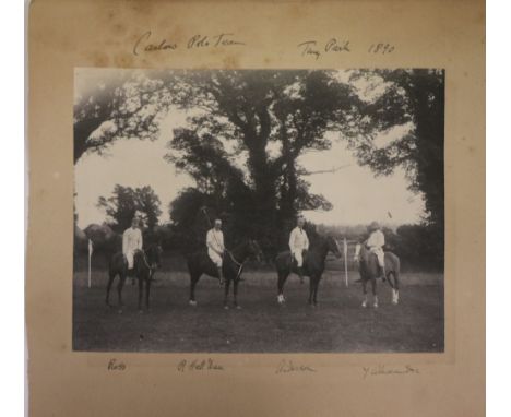 Co. Carlow - Polo:  An original photograph of The Carlow Polo Team at T…? Park, 1890, approx. 8 ½" x 9 ½", mounted, with memb