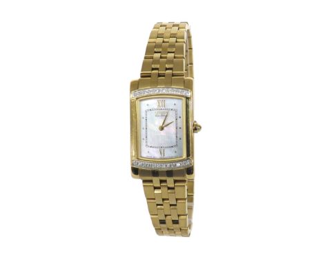 Citizen Eco-Drive Stiletto diamond gold plated lady's bracelet watch, ref. G670, mother of pearl dial, quartz, 19mm (WNTAHK) 