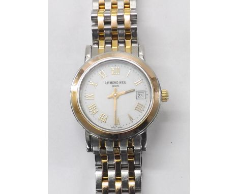 Raymond Weil Toccata bicolour lady's bracelet watch, ref. 5393, white dial, quartz, 25mm (PWULU6) - Condition Report: - Movem