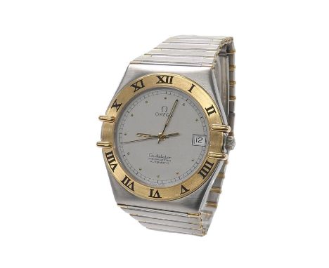Omega Constellation chronometer gold and stainless steel gentleman's bracelet watch, ref. 36 4075, Roman numeral bezel, the w