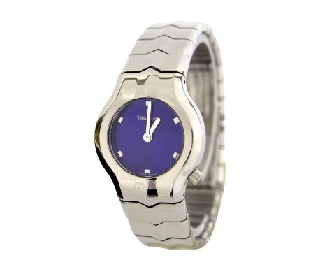 Tag Heuer Alter Ego stainless steel lady's bracelet watch, ref. WAA1410, no. GS8836, blue dial with baton markers, crown at t