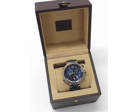 Louis Vuitton Cup Regate Timer chronograph quartz stainless steel gentleman's wristwatch, ref. Q102D, case no. TB1846, origin