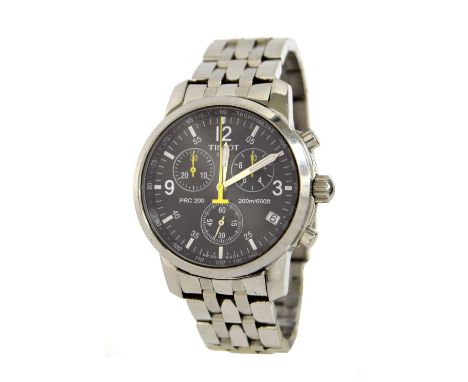 Tissot T-Sport PRC 200 200m chronograph stainless steel gentleman's bracelet watch, ref. T461, no. TKN-BG-84072, black dial w