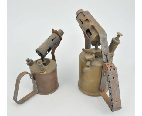Two boxes of miscellaneous hand tools, carpenter's tools, blow lamps, etc.