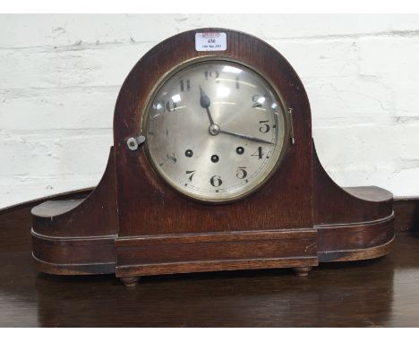 Oak mantel clock, striking movement