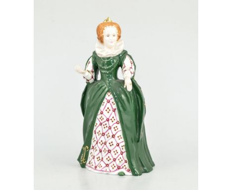 Two Commemorative Coalport figures, Queen Victoria and Elizabeth I, commemorative plate and vase, plaques, two candlesticks a