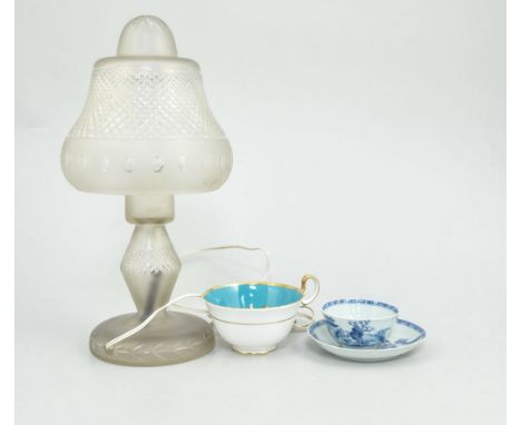 Glass lamp, Chinese tea bowl and saucer, etc