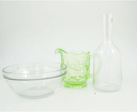 Moulded glass decanter and other glassware, (quantity)