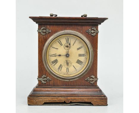 Oak mantel clock and others.