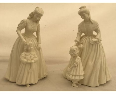 Two Royal Worcester figurines sculptured by Maureen Halson, "A Present for Santa" and "Mothering Sunday". Both 22cms h.Condit