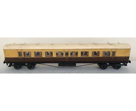 A scratch built wooden model 0 gauge Corridor Coach GWR First 617, approx. 48cms l.Condition ReportFairly good, light signs o