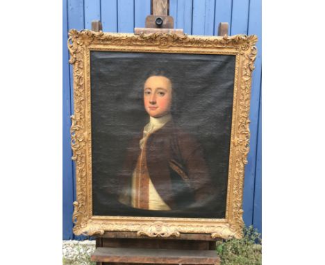 JOHN DYER (1699-1757) An oil on canvas portrait of Francis Dyer 74 x 61cms. Inscribed and indistinctly dated lower right Fran