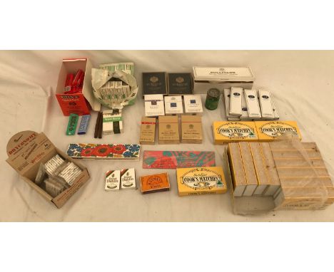 Cigarettes, matches and cigarette papers to include 10 packs of 20 Woodbine filters sealed, Sobranie Black Russian x 2 packs,