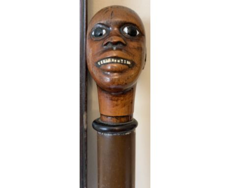 An African carved tribal figural&nbsp; walking stick/cane.