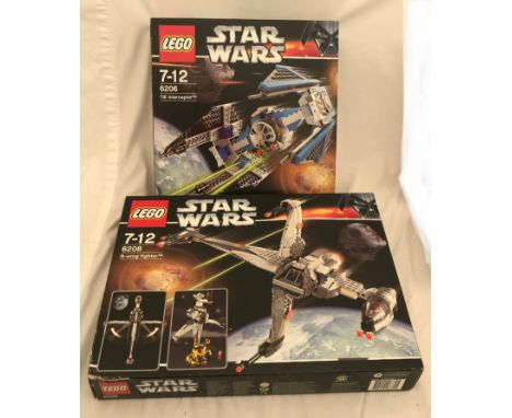 A collection of Lego Star Wars. Set number 6206 TIE Interceptor and 6208 B-Wing Fighter with boxes.Condition ReportPlay worn.