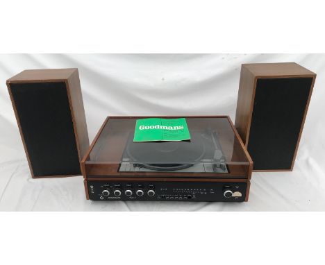 A Goodman's Module 80 teak cased stereo/recorder player/ tuner. With booklet and a pair of BRC model 34507 5 watt speakers. C