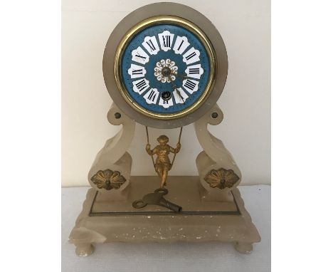 A French marble mantle clock by Farcot Paris Serial no 57360, 25cms h x 10cms d x Base width 20cms.Condition ReportRepaired c