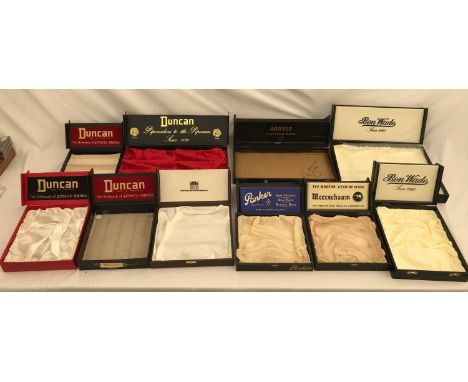 Tobacconist shop pipe display boxes x 10, various makes, Duncan, Parker, Argyle, Meerschaum,  etc.Condition ReportTwo boxes m