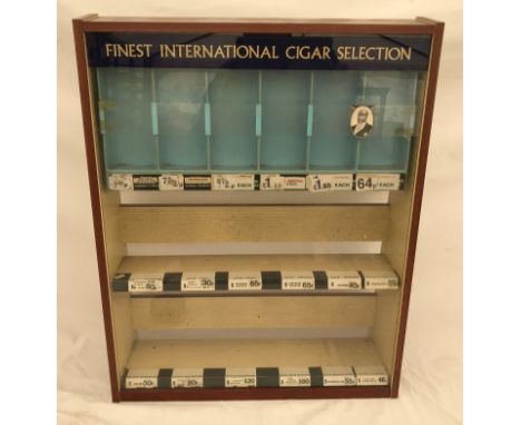 Tobacco shop counter top cigar display cabinet, Loretta cigars, London. 58 h x 47 w x 16cms d.Condition ReportPrice stickers 