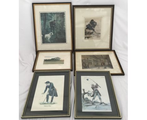 Selection of framed prints and engravings, inside the Banqueting Room Venice 17 h x 23cms w. Haymaking Louis Winter 19 h x 15
